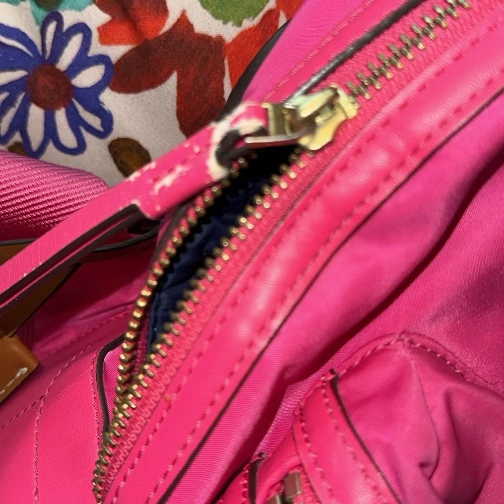 Tory Burch hot pink Barbie pink nylon backpack purse